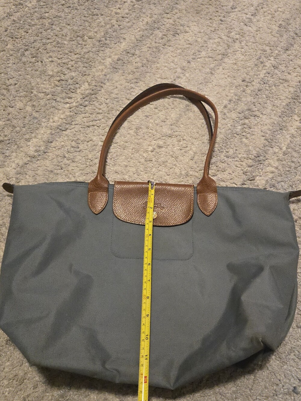 Longchamp Le Pliage Large Tote Bag Grey Blue Nylon Shoulder Shopping Travel L - Picture 8 of 15